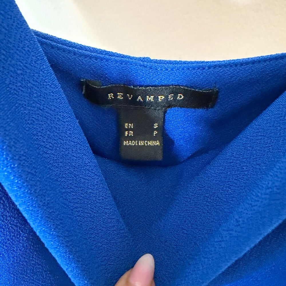 Revamped Vibrant Blue Strapless Dress - Picture 3 of 6